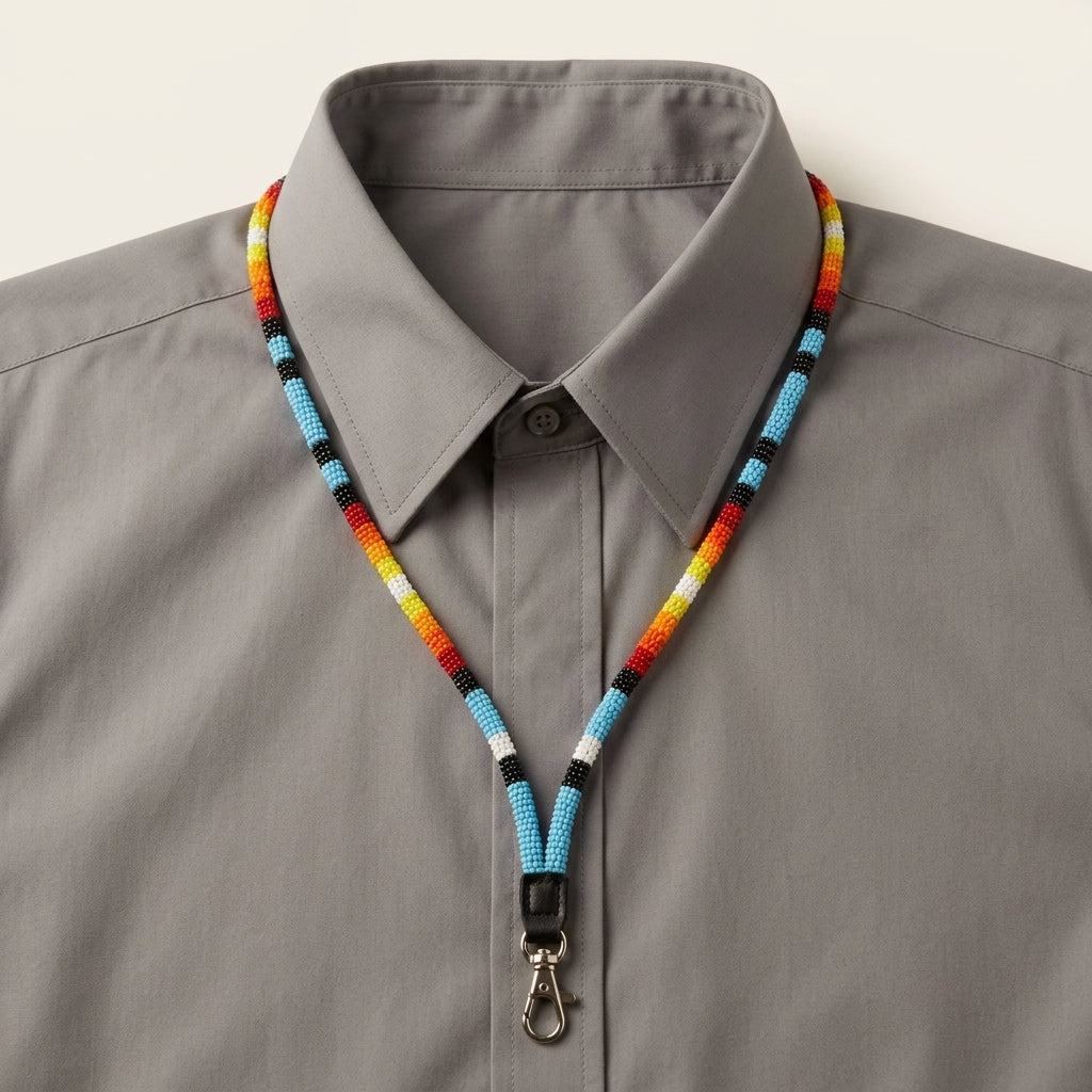 Round Beaded Lanyard(Blue)