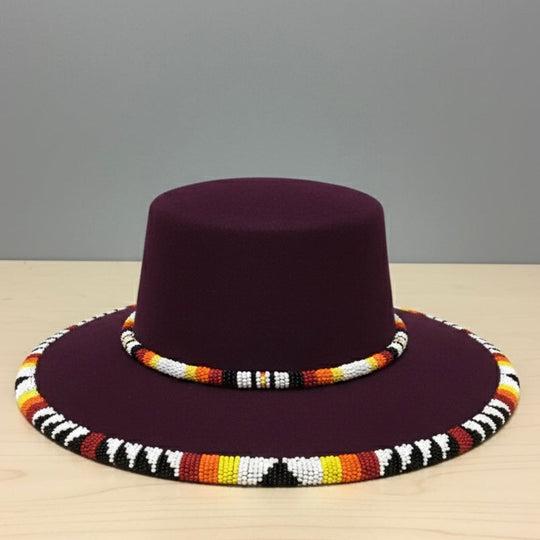 Size-56 Handmade Beaded Hat(Purple)