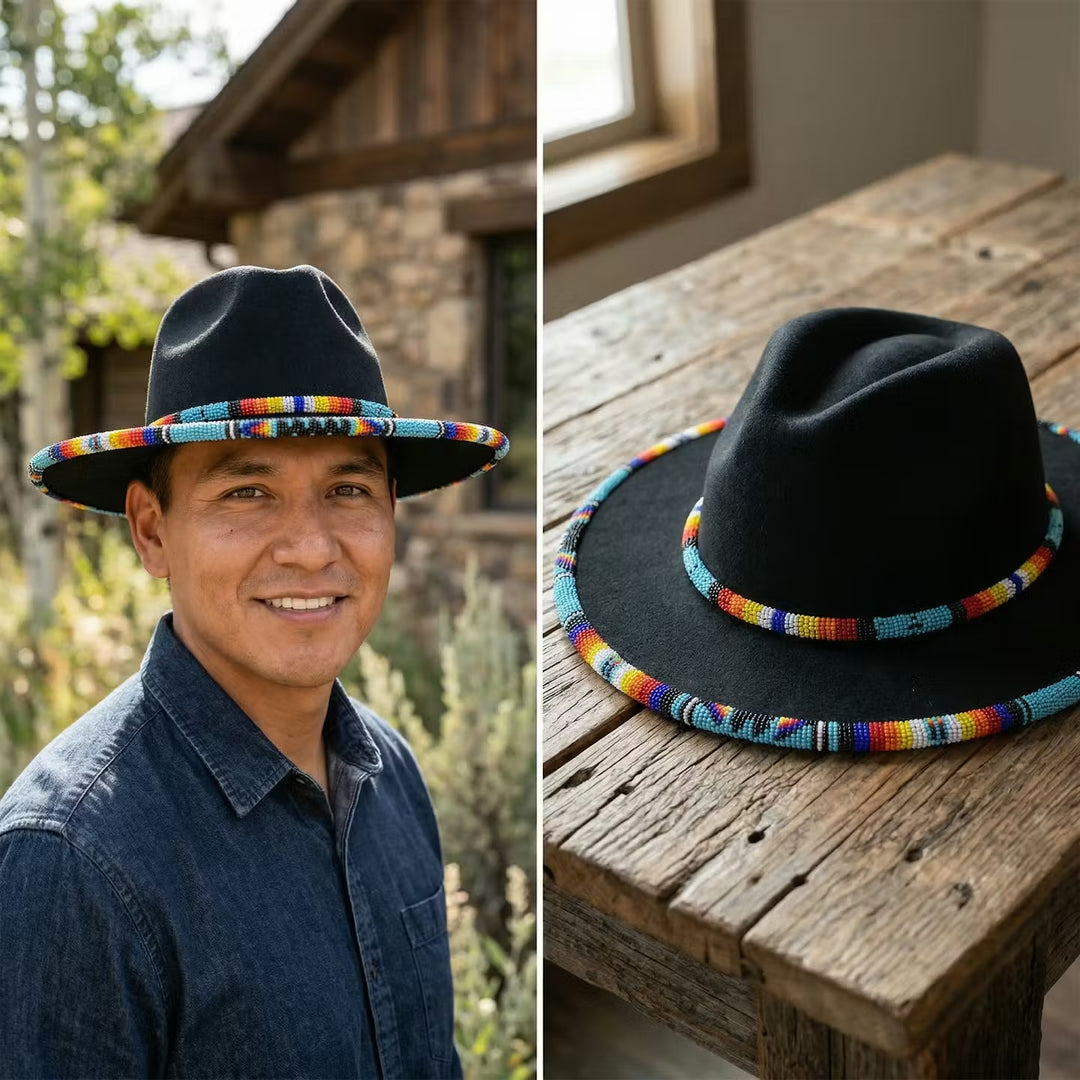 Size-59 Handmade Beaded Hat