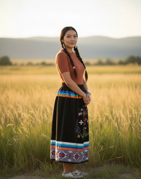 OLDTRIBES™ Pink Floral Ribbon Skirt