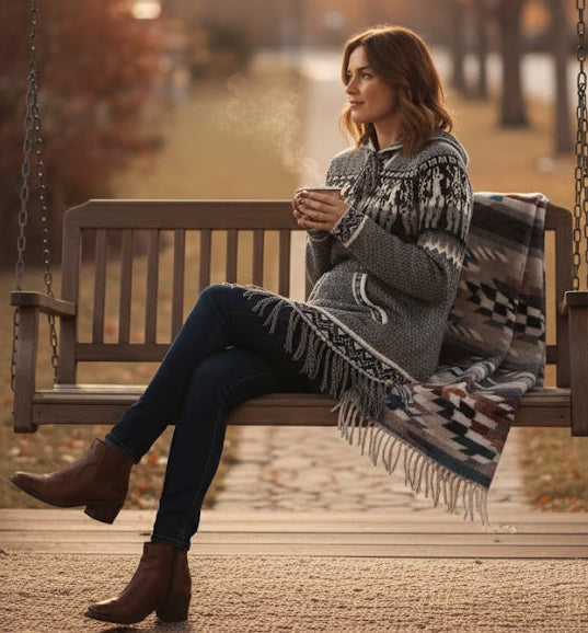 OLDTRIBES™ Women Cardigan Grey Alpaca Sweater