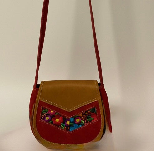 Red arrow  Leather Embroidery  Crossbody Purse ( 8X7 INCH)