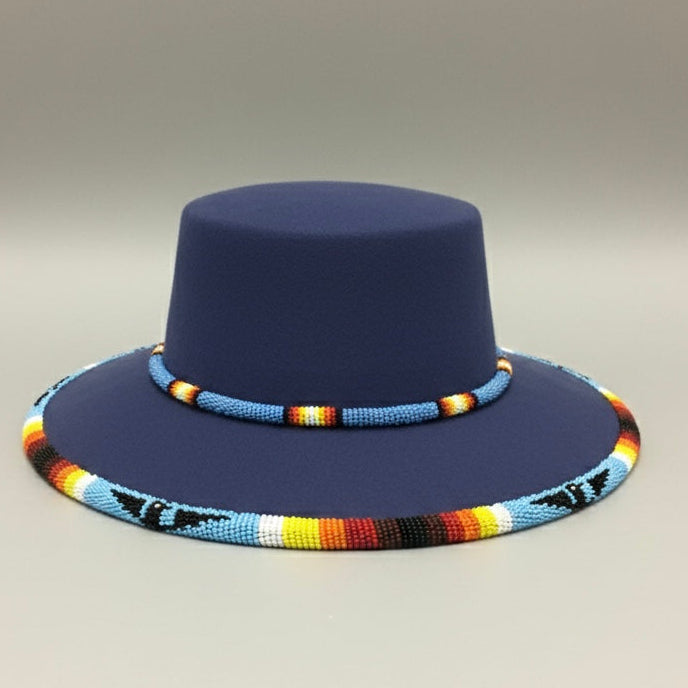 Size-56 Handmade Beaded Hat (BLUE)