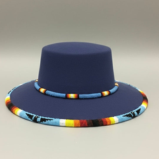 Size-56 Handmade Beaded Hat (BLUE)
