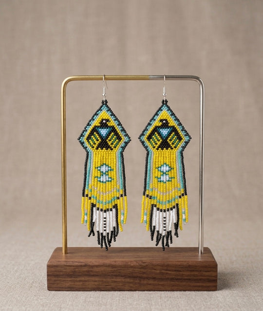 Beaded thunderbird earrings ( Green )
