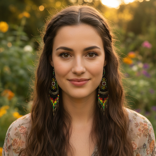 OLDTRIBES™ Southwestern Teardrop Black and Yellow Earrings