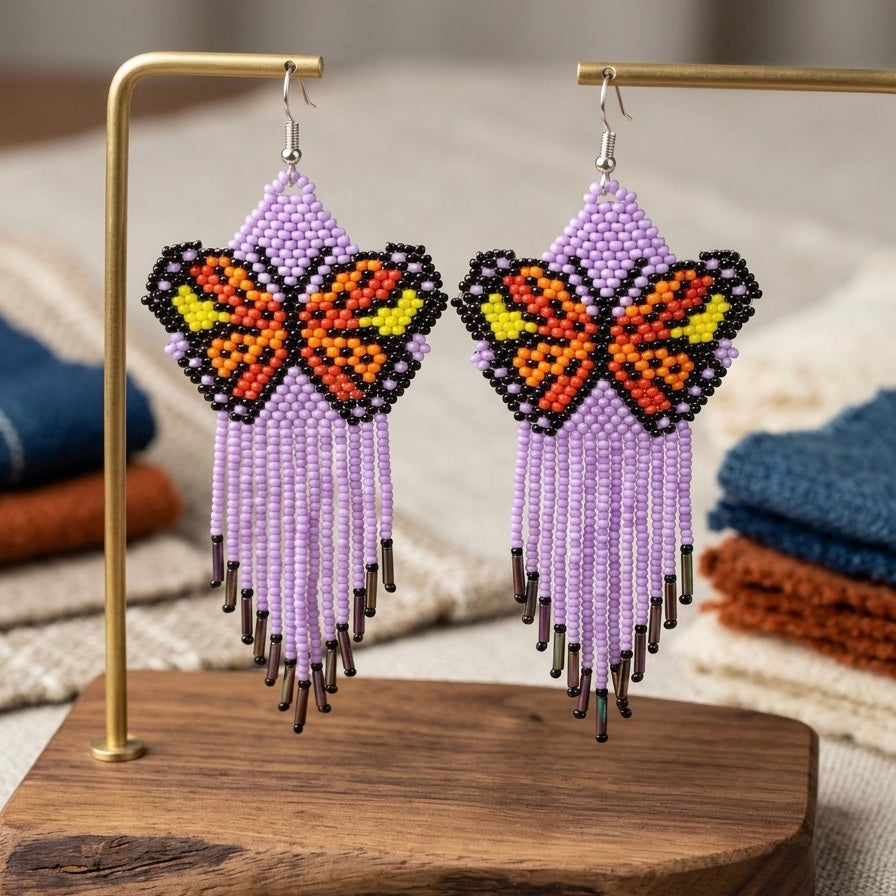 Light purple Beaded Dancing Wing Earrings