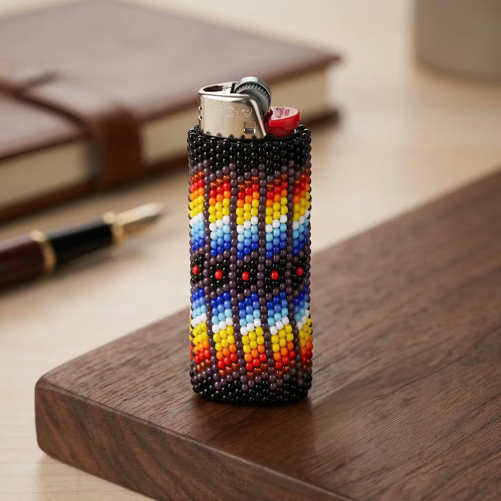 Black Beaded Lighter Case