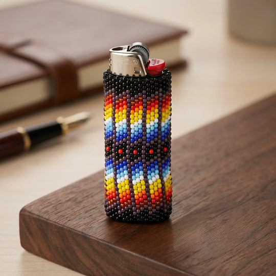 Black Beaded Lighter Case