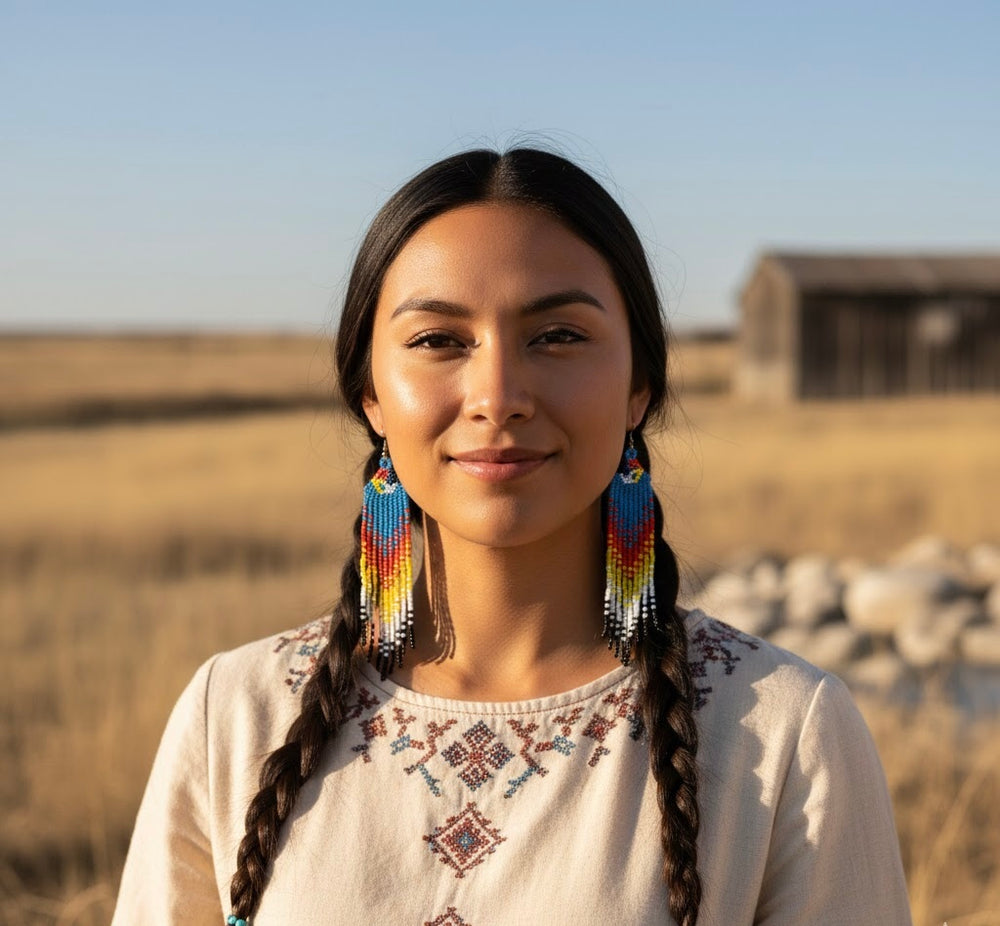 Light blue Firebird Spirit Beaded Earrings