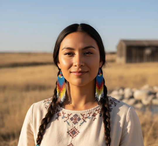 Light blue Firebird Spirit Beaded Earrings