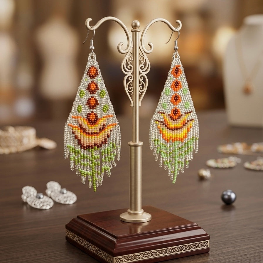Silver Flame Blossom Drop Earrings