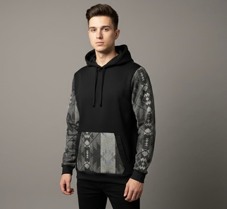 Black and grey native design hoodie