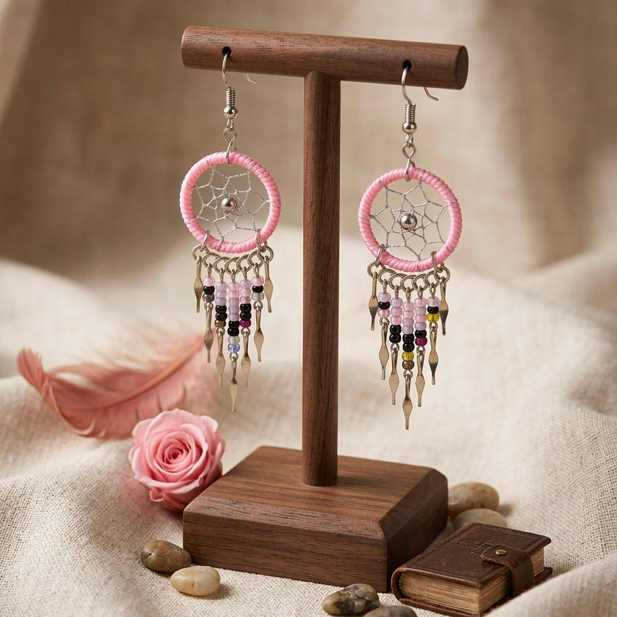 OLDTRIBES Pink Dreamcatcher earrings