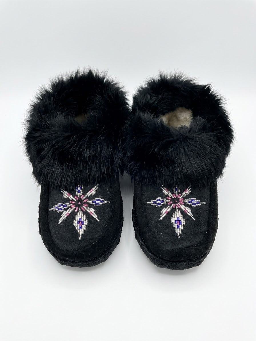 Moccasins with Beadwork (Size 6)