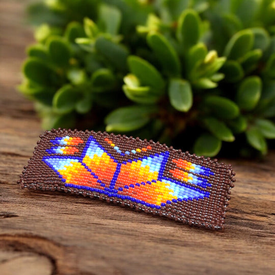 Rectangular Beaded Barrette - Maroon