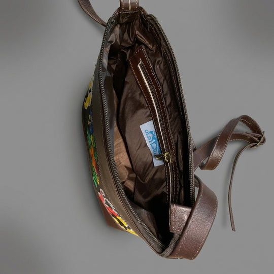 Windflower Embroidered Leather Crossbody Bag