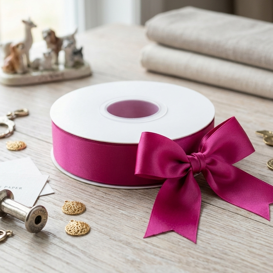 OLDTRIBES 30 Meter Double Face Fuchsia #187 Ribbon Roll
