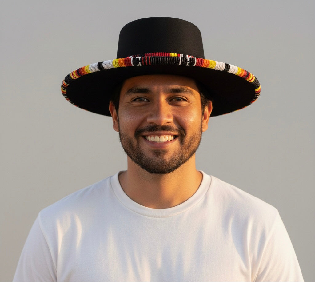 Size-56 Handmade Beaded Hat(Grey)