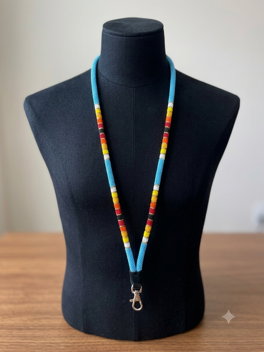 Round Beaded Lanyard(Blue)