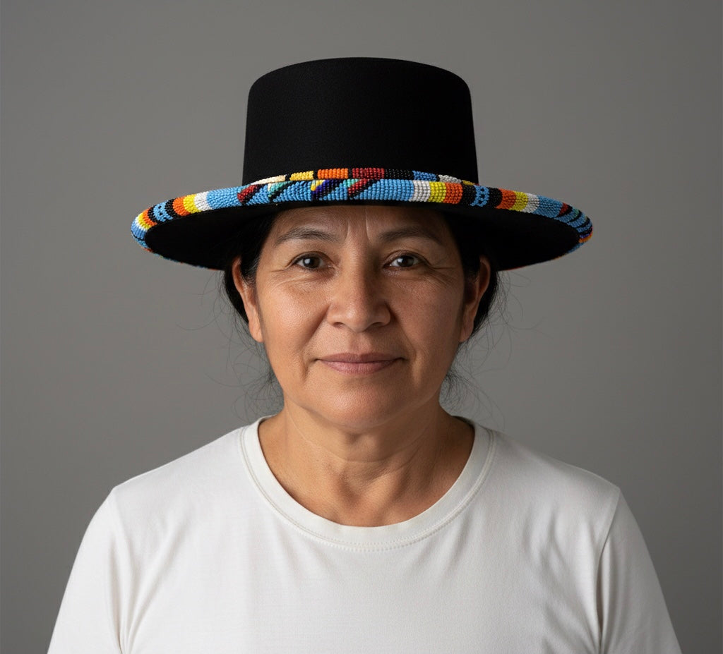 Size- 56 Handmade Beaded Hat(Black)