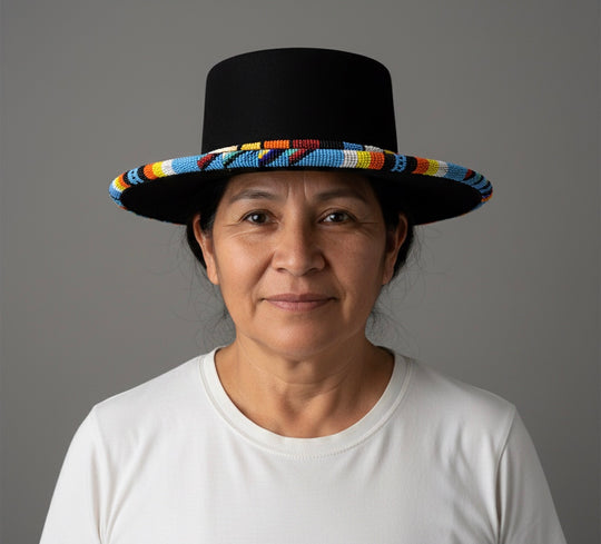 Size- 56 Handmade Beaded Hat(Black)