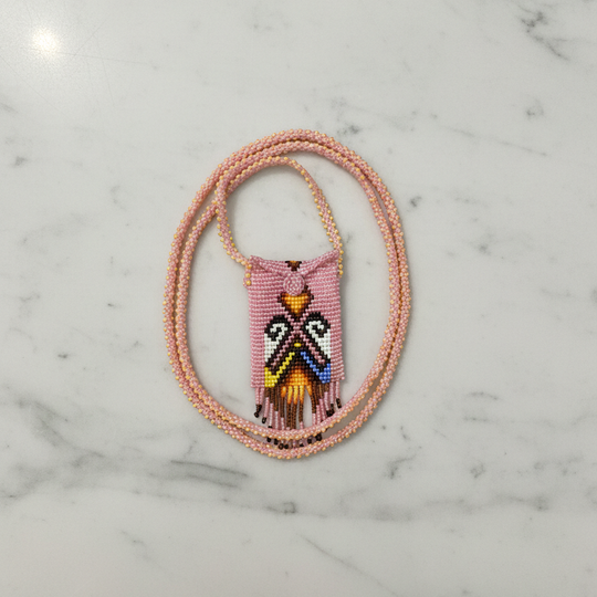 Handcrafted Beaded Medicine Bag- Pink