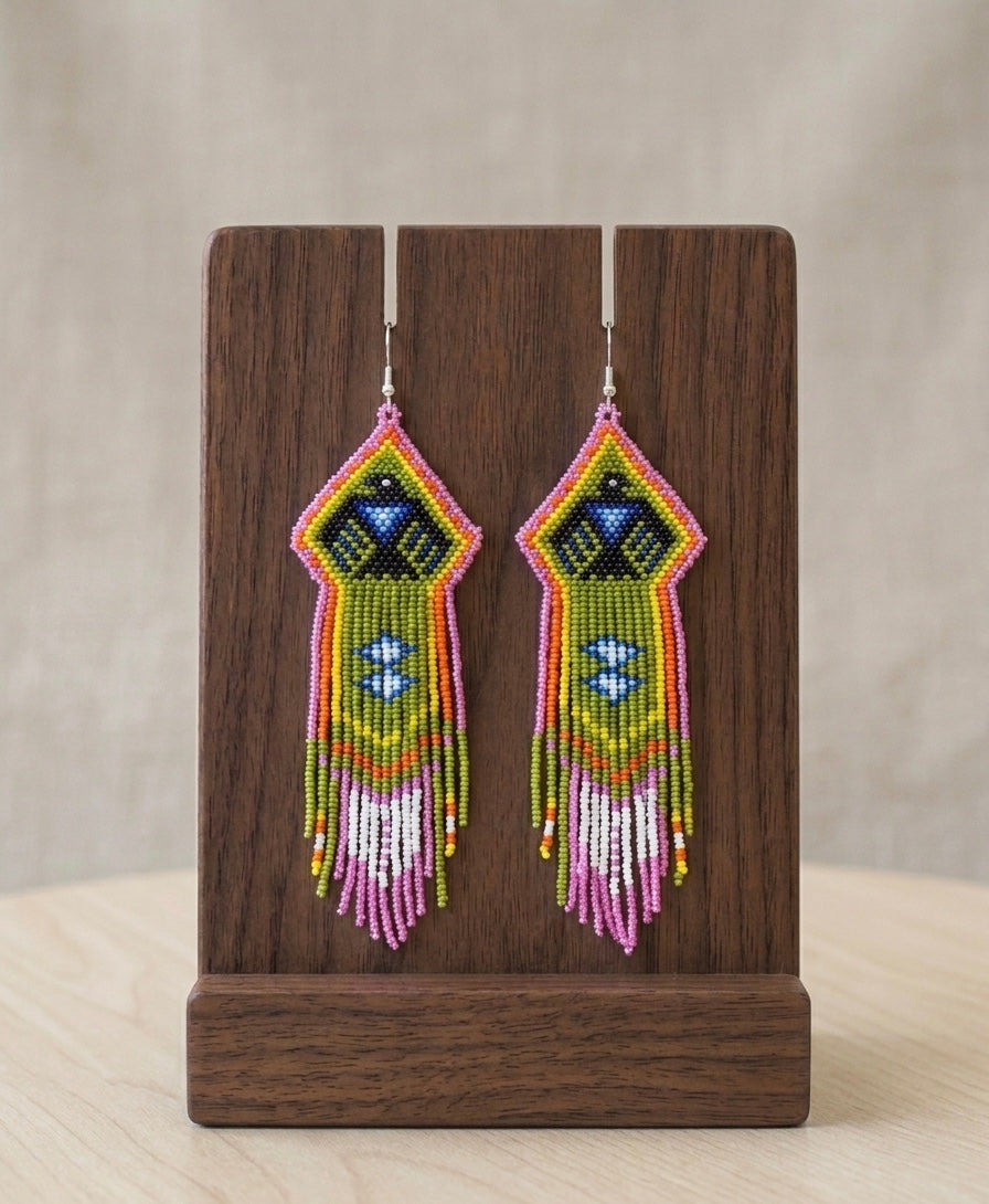 Beaded thunderbird earrings ( Green )