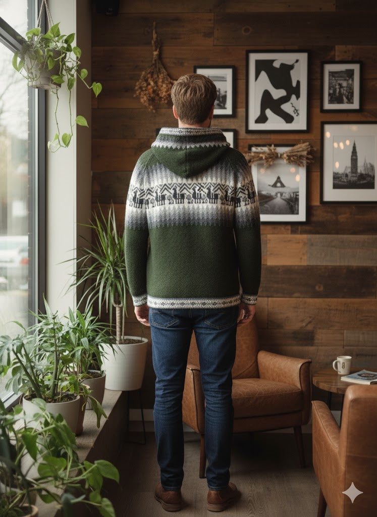 Unisex Light Green Alpaca Sweater