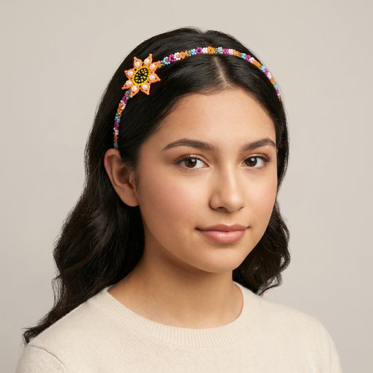 Bandeau perlé avec fleur (8)