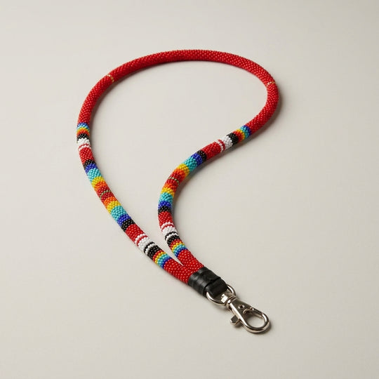 Round Beaded Lanyard(Red)