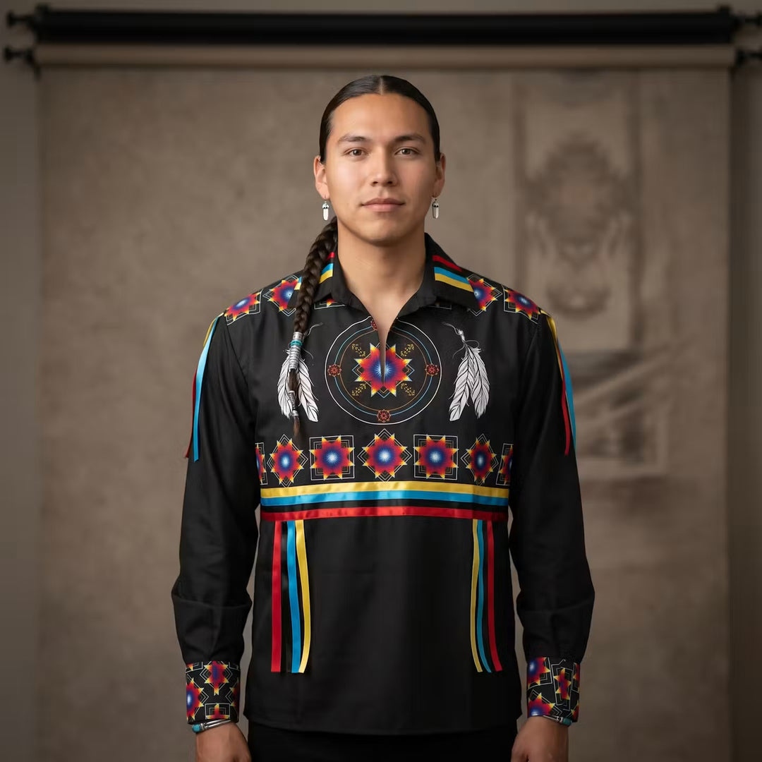 Ribbon Shirt with feathers