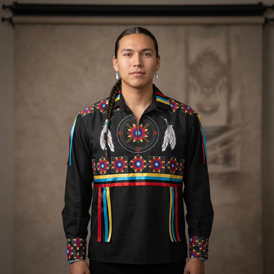 Ribbon Shirt with feathers