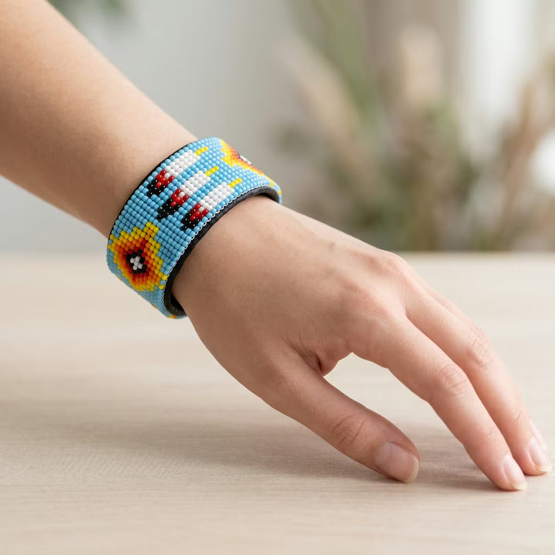 Beaded Cuff Bracelet(Blue)