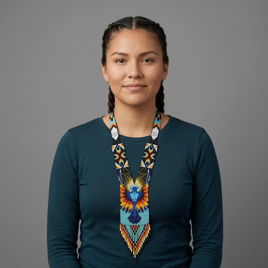 Beaded Medallion Necklace(Eagle)