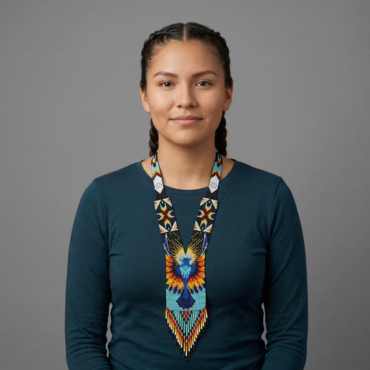Beaded Medallion Necklace(Eagle)