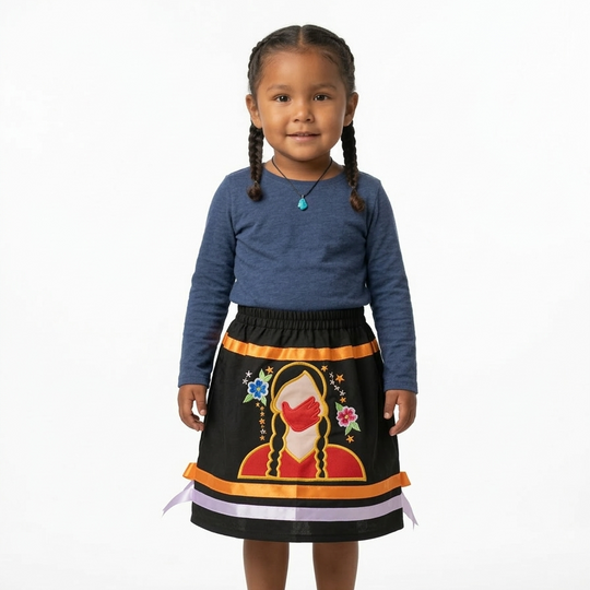 OLDTRIBES™ Infants Embroidered Black Ribbon Skirt