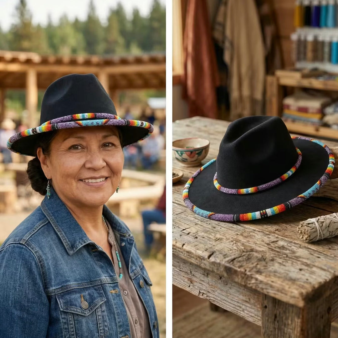 Size-59 Handmade Beaded Hat