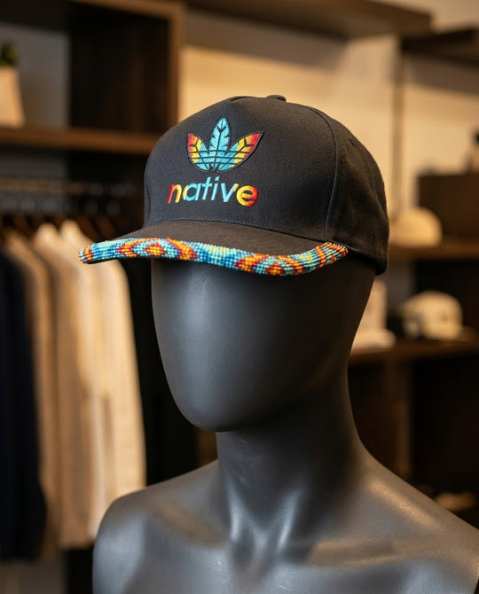 Native Beaded brim cap black multicolour
