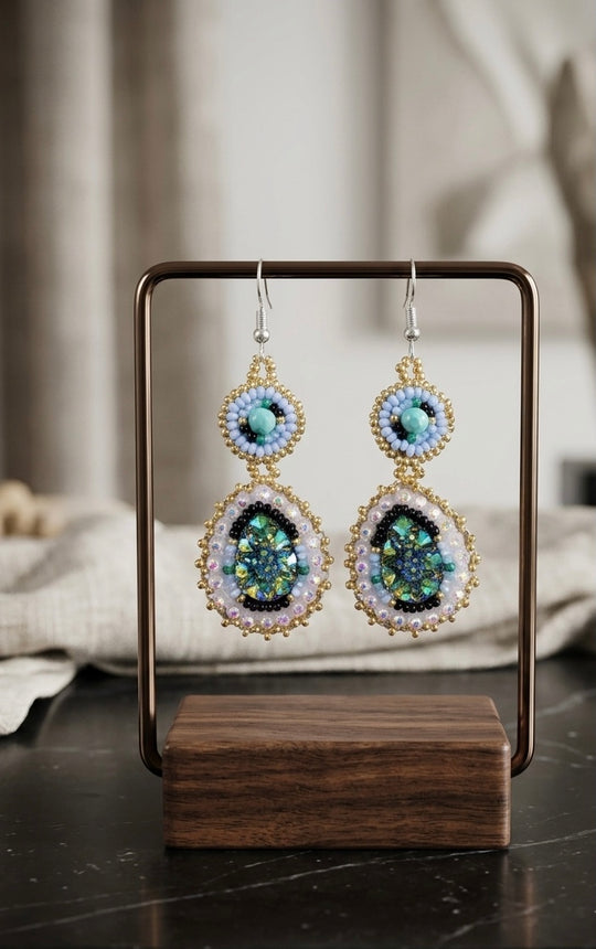 Drop Beaded Earrings green collection