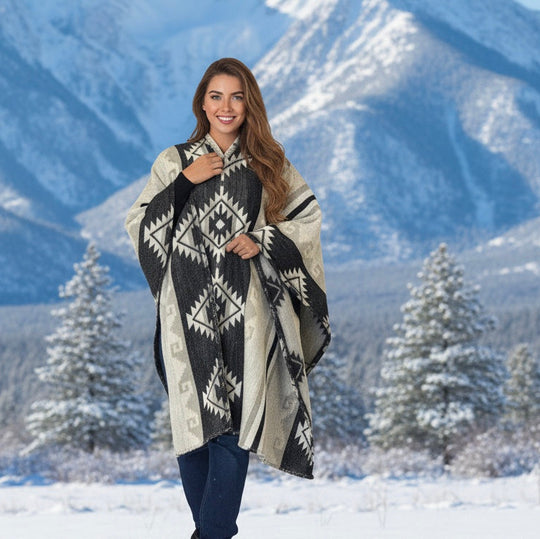 Black Pure Llama wool Ponchos