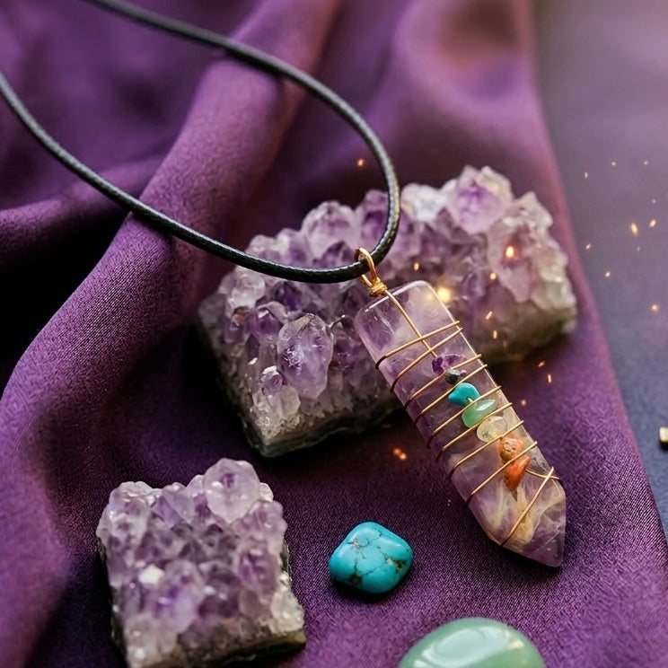 OLDTRIBES Natural Sword Chakra Unisex Purple Pendant