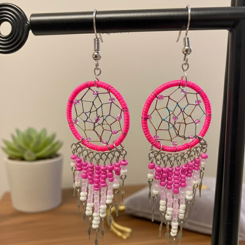 Pink/fuchia Dreamcatcher Dangles