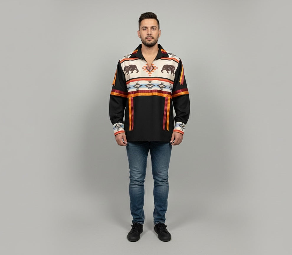 Bear maroon and orange Ribbon Shirt