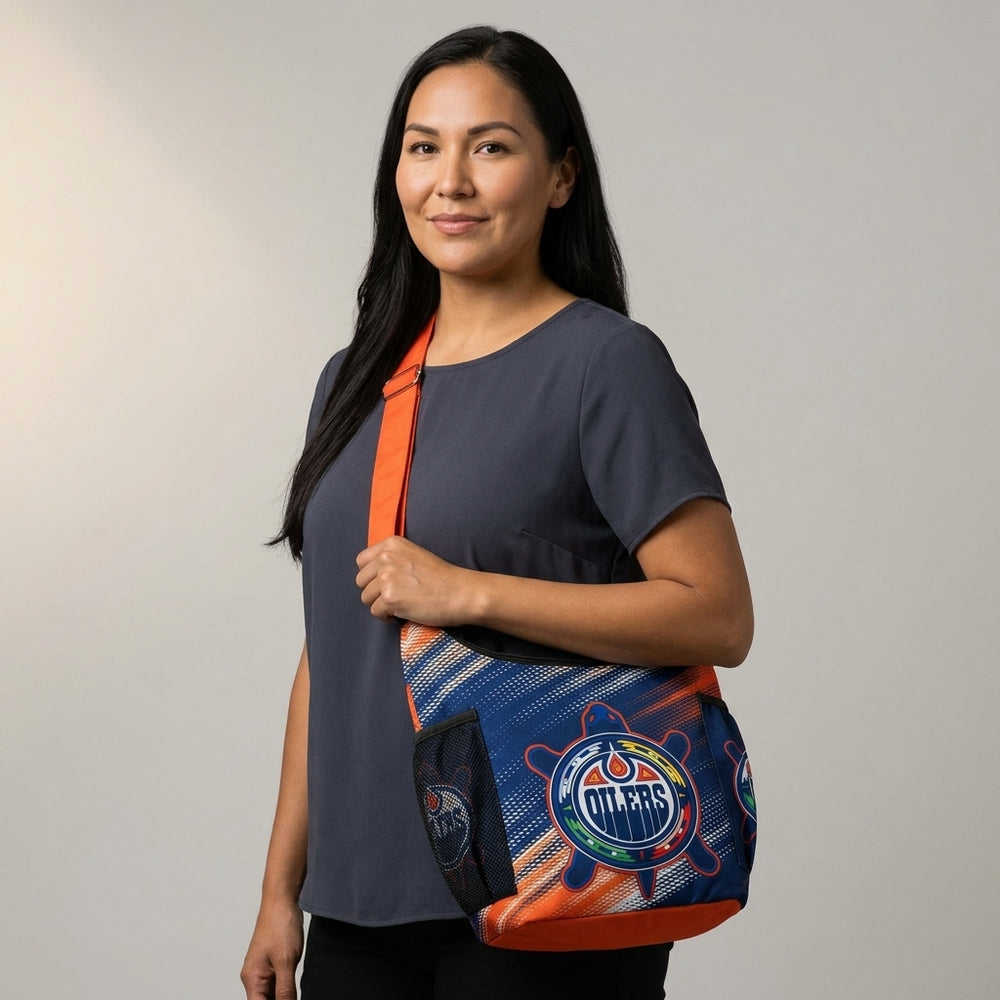 Navy and Orange Oiler Crossbody Bag