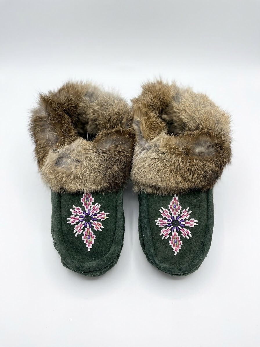 Moccasins with Beadwork (Size 6)