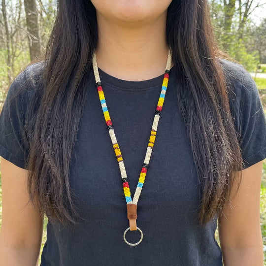 Round Beaded Lanyard(Beige)