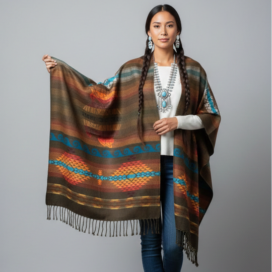 Hand woven Reversible Brown shawl