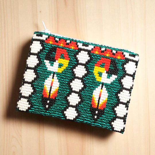 OLDTRIBES™ Feather with Dreamcatcher Beaded coin purse