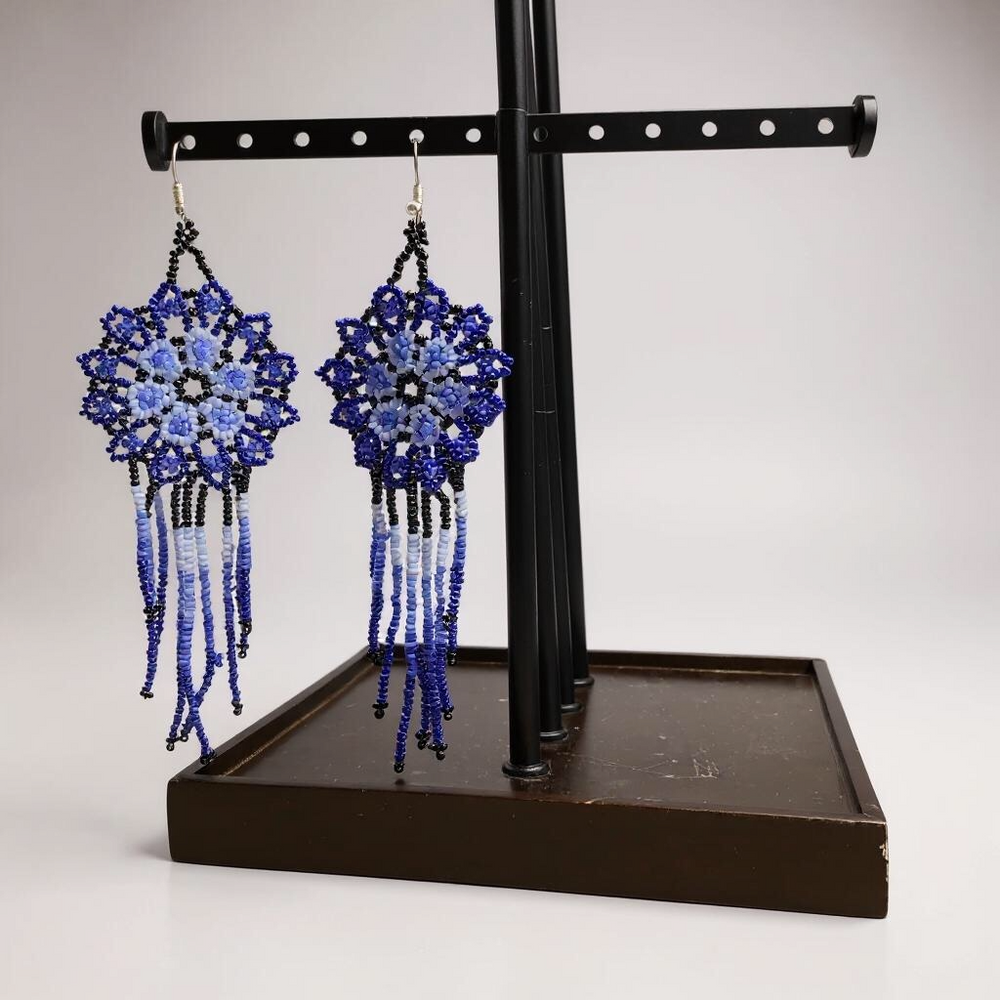Blue Flower beaded Earrings